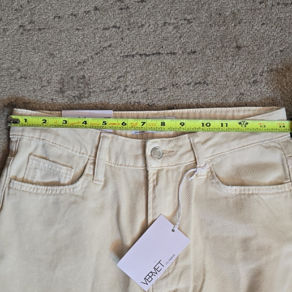 Vervet Los Angeles Distressed Wide Leg Cream Jeans, Size 26, NWT - Picture 8 of 16